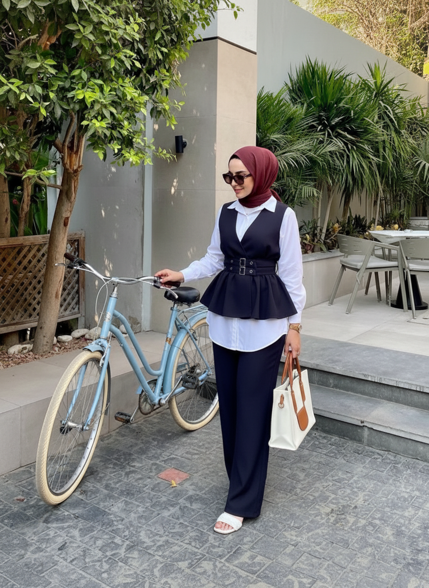 Luna Rosalin Modest Two-Piece Set — Navy Blue