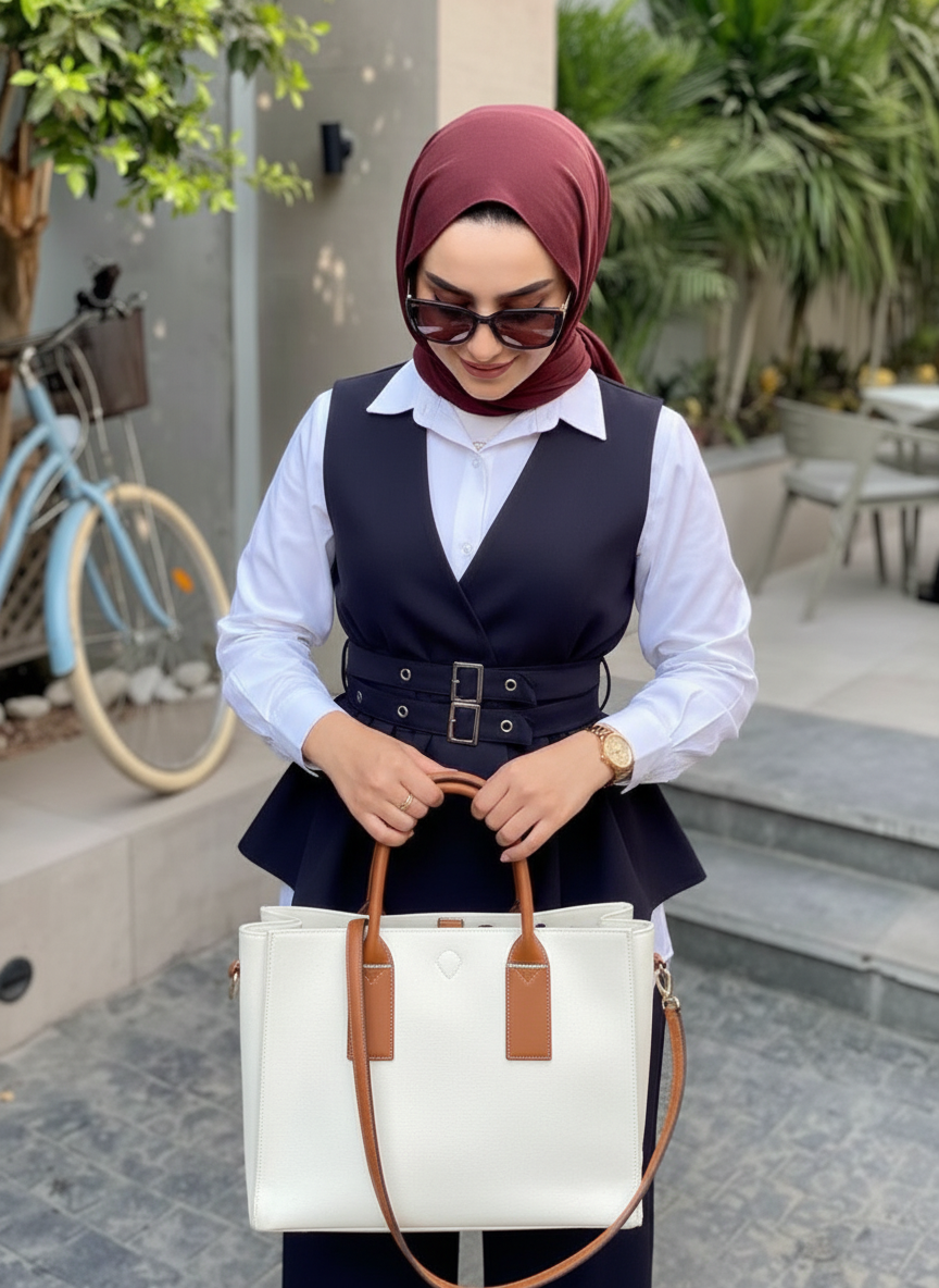 Luna Rosalin Modest Two-Piece Set — Navy Blue