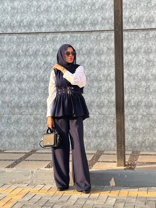 Luna Rosalin Modest Two-Piece Set — Navy Blue