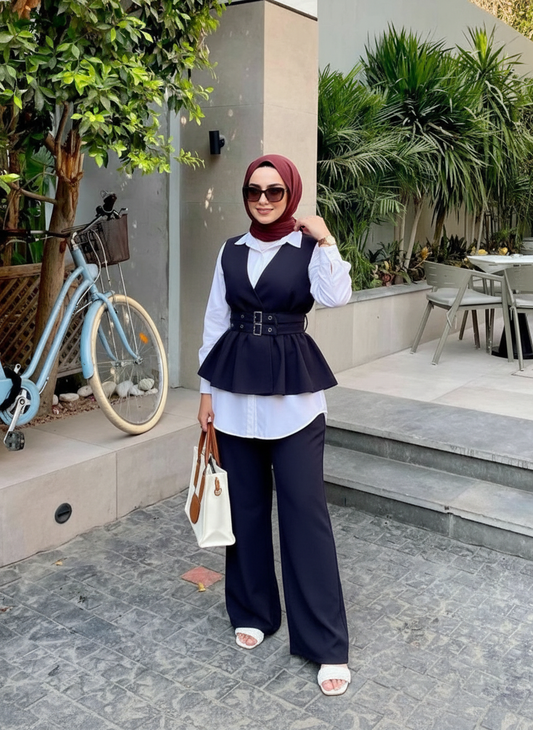 Luna Rosalin Modest Two-Piece Set — Navy Blue