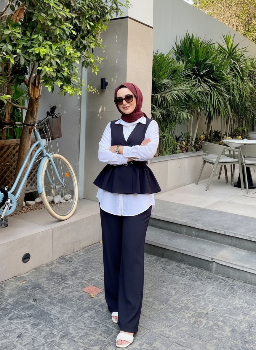 Luna Rosalin Modest Two-Piece Set — Navy Blue