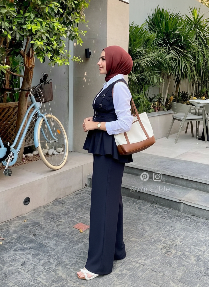 Luna Rosalin Modest Two-Piece Set — Navy Blue